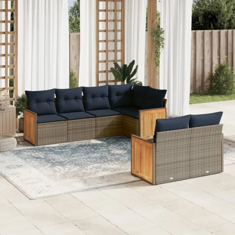 Loungeset met waterdichte zak en grijs materiaal voor tuin of terras - Grijs en blauw - Tuinsets
