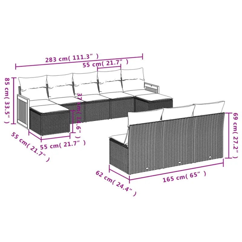 Loungeset met waterdichte zak in grijs materiaal en gepoedercoat staal - Tuinsets