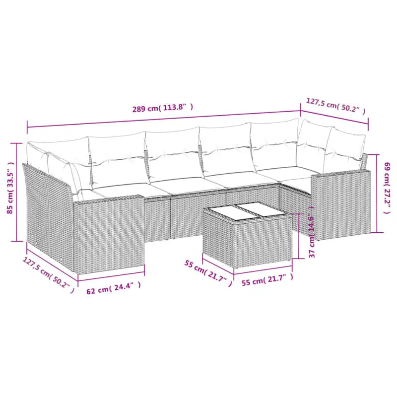 Loungeset met zwart materiaal en gepoedercoat staal voor buiten - Tuinsets