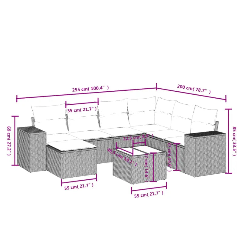 Loungeset met zwart materiaal en gepoedercoat staal voor je tuin - Tuinsets