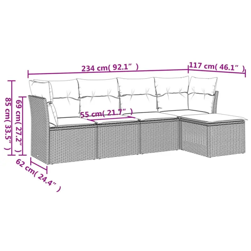 Loungeset van beige materiaal en gepoedercoat staal voor je tuin - Tuinsets