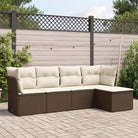 Loungeset van beige materiaal en gepoedercoat staal voor je tuin - Bruin en crème / Zonder tafel - Tuinsets