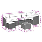 Loungeset van beige materiaal met gepoedercoat staal en afmetingen - Tuinsets