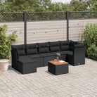 Loungeset van beige materiaal met gepoedercoat staal en afmetingen - Zwart / 3x hoek + Tafel + 3x midden - Tuinsets