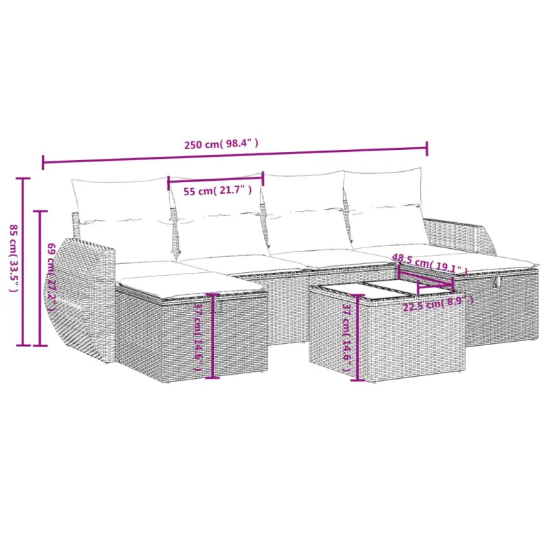 Loungeset van bruin gepoedercoat staal met comfortabele afmetingen - Tuinsets