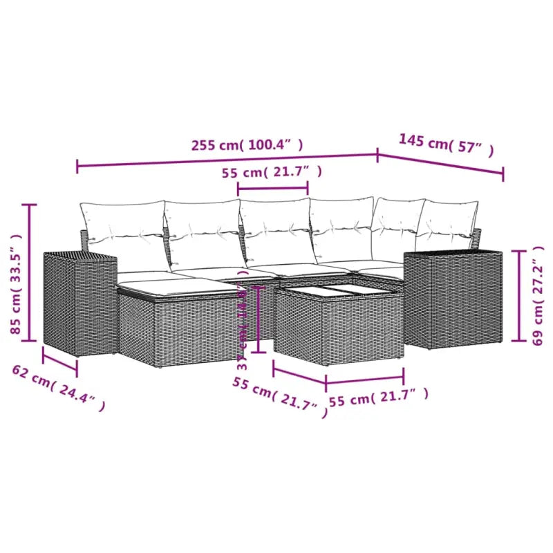 Loungeset van bruin materiaal en gepoedercoat staal met ruime afmetingen - Tuinsets