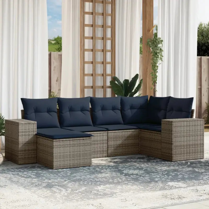 Loungeset van bruin materiaal en gepoedercoat staal met ruime afmetingen - Grijs / Zonder tafel - Tuinsets