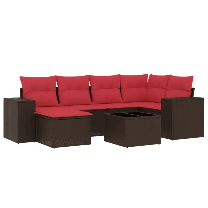 Loungeset van bruin materiaal en gepoedercoat staal met ruime afmetingen - Tuinsets