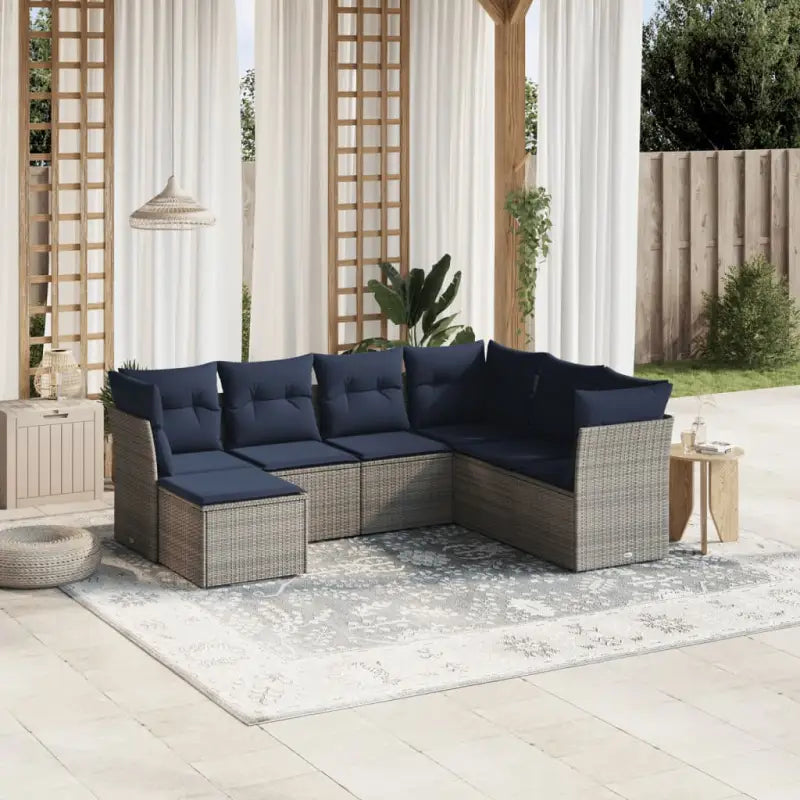 Loungeset van bruin materiaal en gepoedercoat staal voor buitenruimte - Grijs / Zonder tafel - Tuinsets