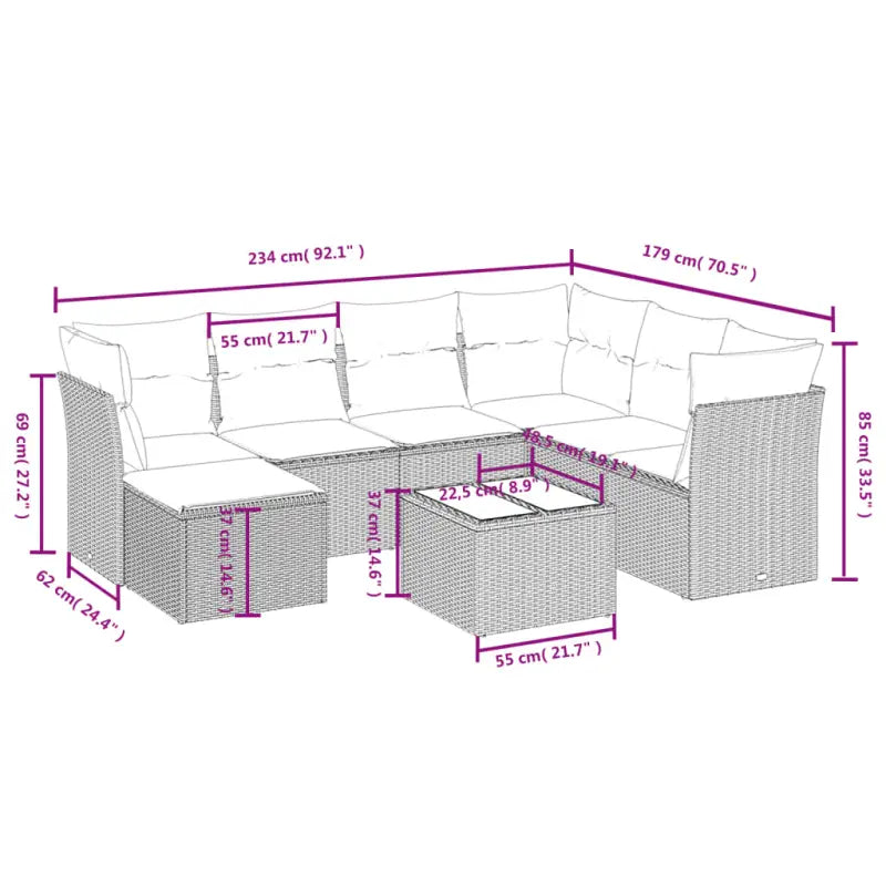 Loungeset van bruin materiaal en gepoedercoat staal voor buitenruimte - Tuinsets