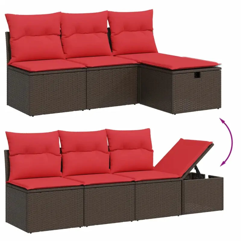Loungeset van bruin materiaal en gepoedercoat staal voor buitenruimte - Tuinsets