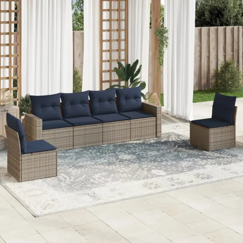 Loungeset van bruin materiaal en gepoedercoat staal voor je tuin - Beige en grijs / Zonder tafel - Tuinsets