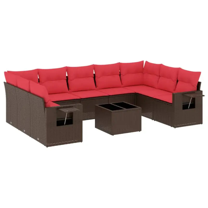 Loungeset van bruin materiaal en gepoedercoat staal voor je tuin - Tuinsets