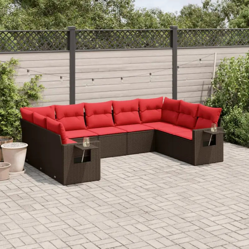 Loungeset van bruin materiaal en gepoedercoat staal voor je tuin - Bruin / Zonder tafel - Tuinsets