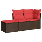 Loungeset van bruin materiaal en gepoedercoat staal voor tuin of terras - Bruin en rood - Tuinsets