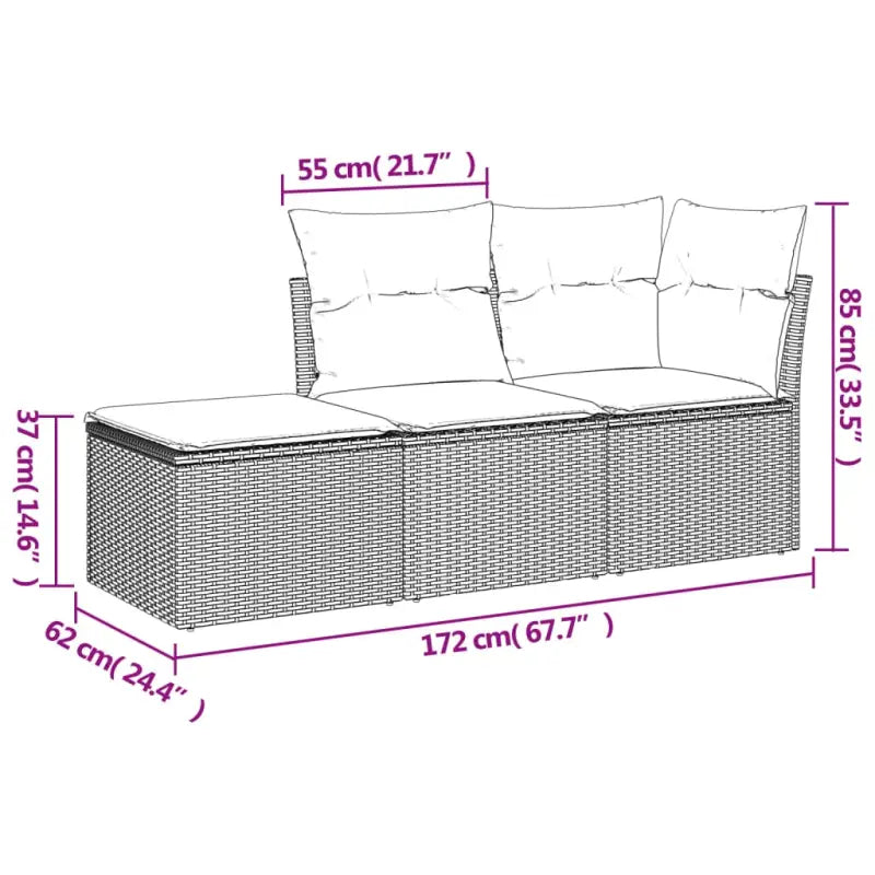 Loungeset van bruin materiaal en gepoedercoat staal voor tuin of terras - Bruin en rood - Tuinsets