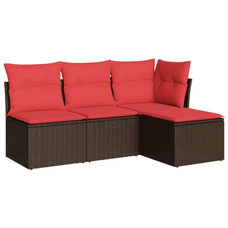 Loungeset van bruin materiaal met gepoedercoat staal en afmetingen - Tuinsets