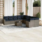 Loungeset van gegalvaniseerd staal in grijs voor buitenplezier - grijs en marineblauw / Met tafel - Tuinsets