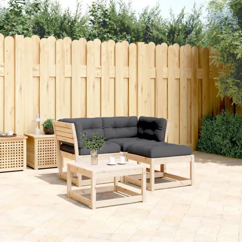 Loungeset van geïmpregneerd grenenhout voor buitencomfort - Natuurlijk grenenhout / met kussens - Tuinsets