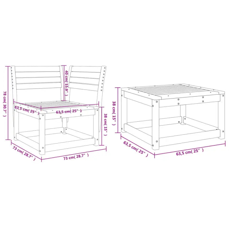 Loungeset van geïmpregneerd grenenhout voor buitencomfort - Tuinsets