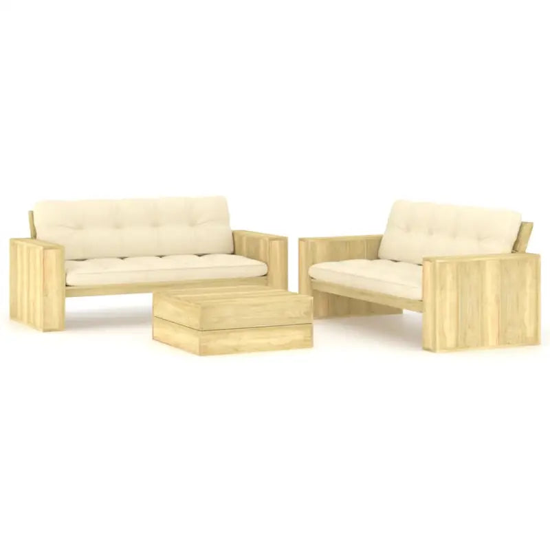 Loungeset van geïmpregneerd grenenhout voor tuin en ontspanning - Crème - Tuinsets