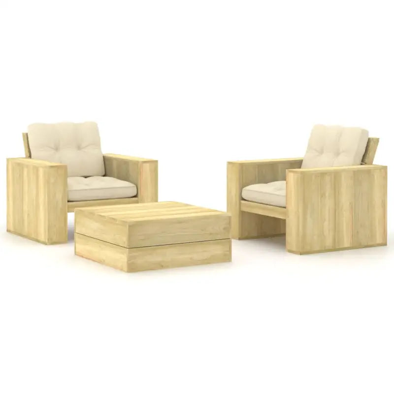 Loungeset van geïmpregneerd grenenhout voor tuin en terras - Crème - Tuinsets
