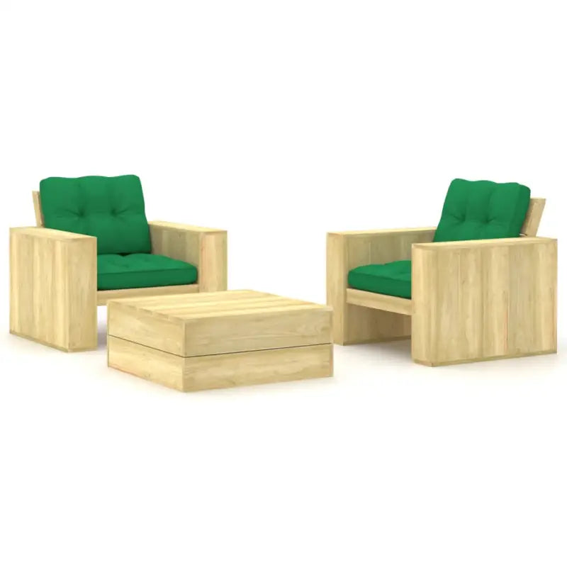 Loungeset van geïmpregneerd grenenhout voor tuin en terras - Groen - Tuinsets