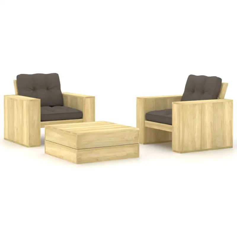 Loungeset van geïmpregneerd grenenhout voor tuin en terras - Taupe - Tuinsets