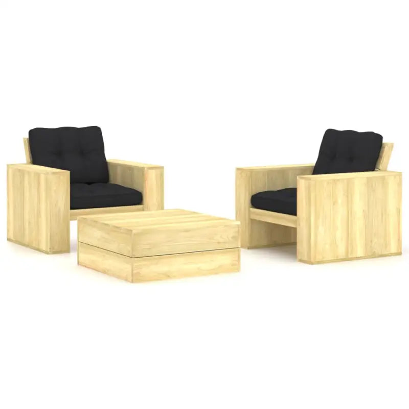 Loungeset van geïmpregneerd grenenhout voor tuin en terras - Zwart - Tuinsets