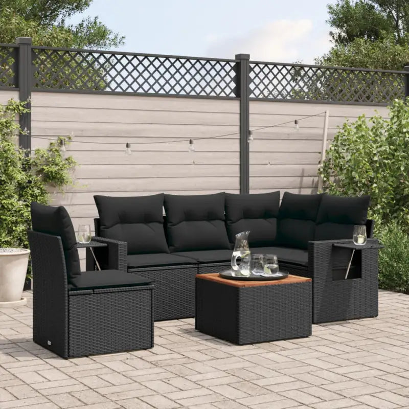 Loungeset van gemengd beige materiaal voor buiten ontspanning - Zwart / 2x middle + table + 1x corner - Tuinsets