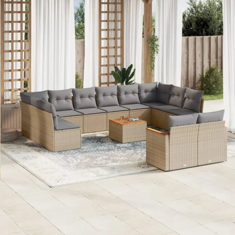 Loungeset van gepoedercoat staal in grijs voor buiten ontspanning - Gemengd beige / Met tafel - Tuinsets