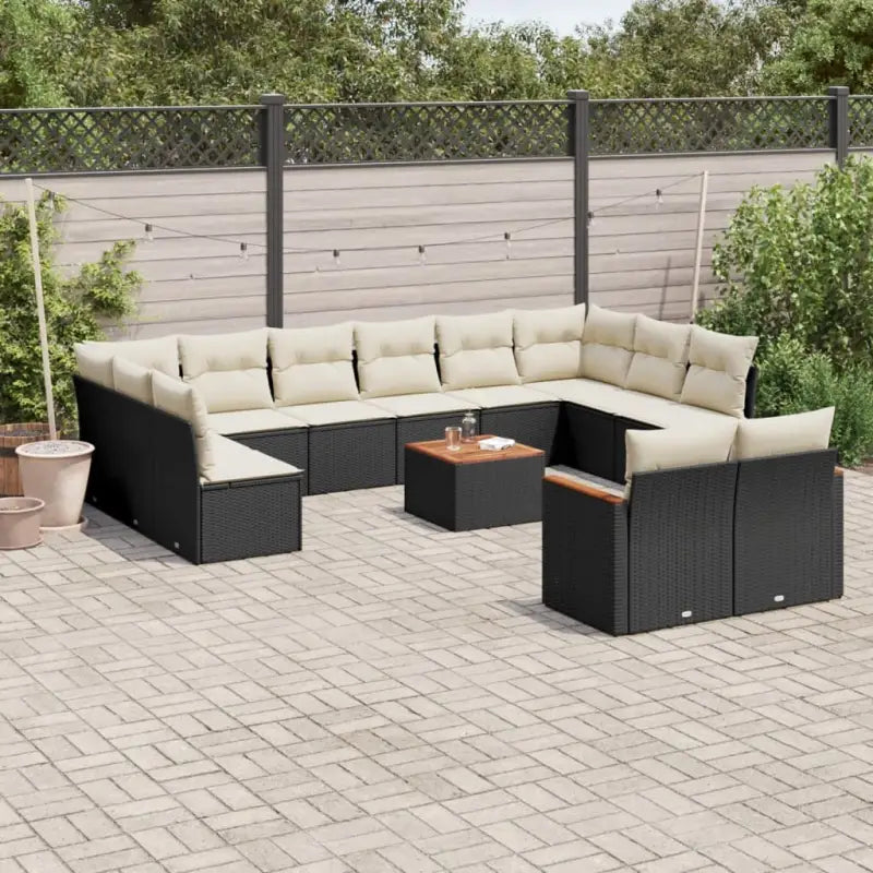 Loungeset van gepoedercoat staal in grijs voor buiten ontspanning - Zwart en crème / Met tafel - Tuinsets