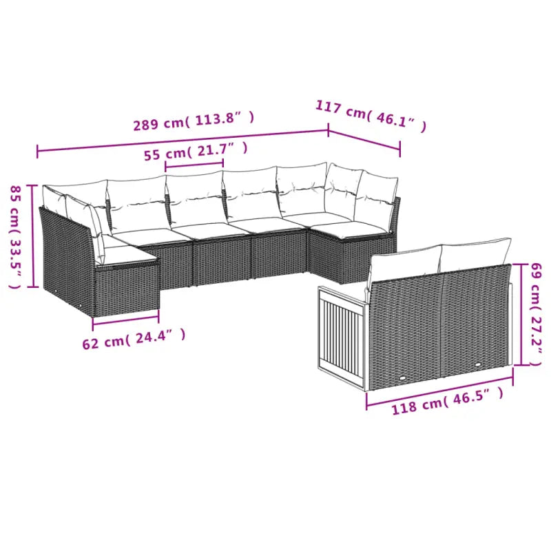 Loungeset van gepoedercoat staal met grijs materiaal voor tuin of terras - Tuinsets
