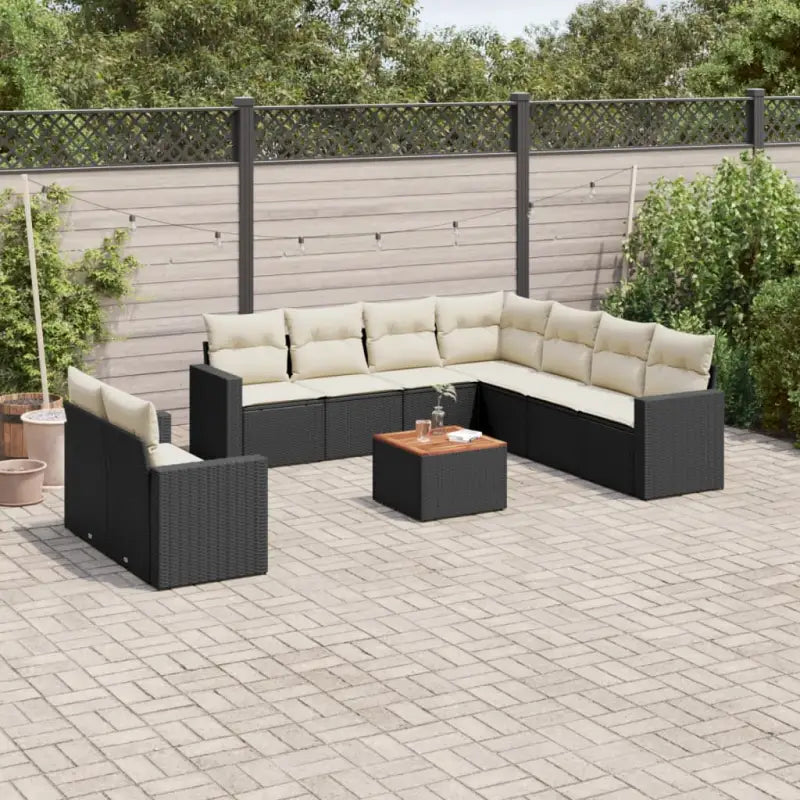 Loungeset van gepoedercoat staal voor tuin en terras in zwart materiaal - Zwart en crème - Tuinsets