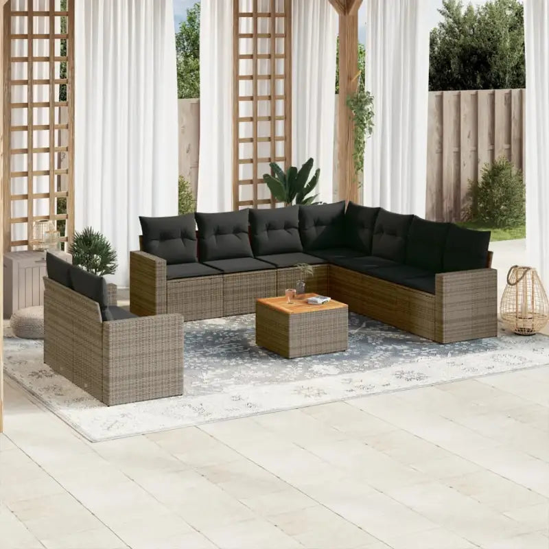 Loungeset van gepoedercoat staal voor tuin en terras in zwart materiaal - Grijs - Tuinsets