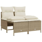 Loungeset van gepoedercoated staal met beige materiaal voor tuin en terras - Tuinsets