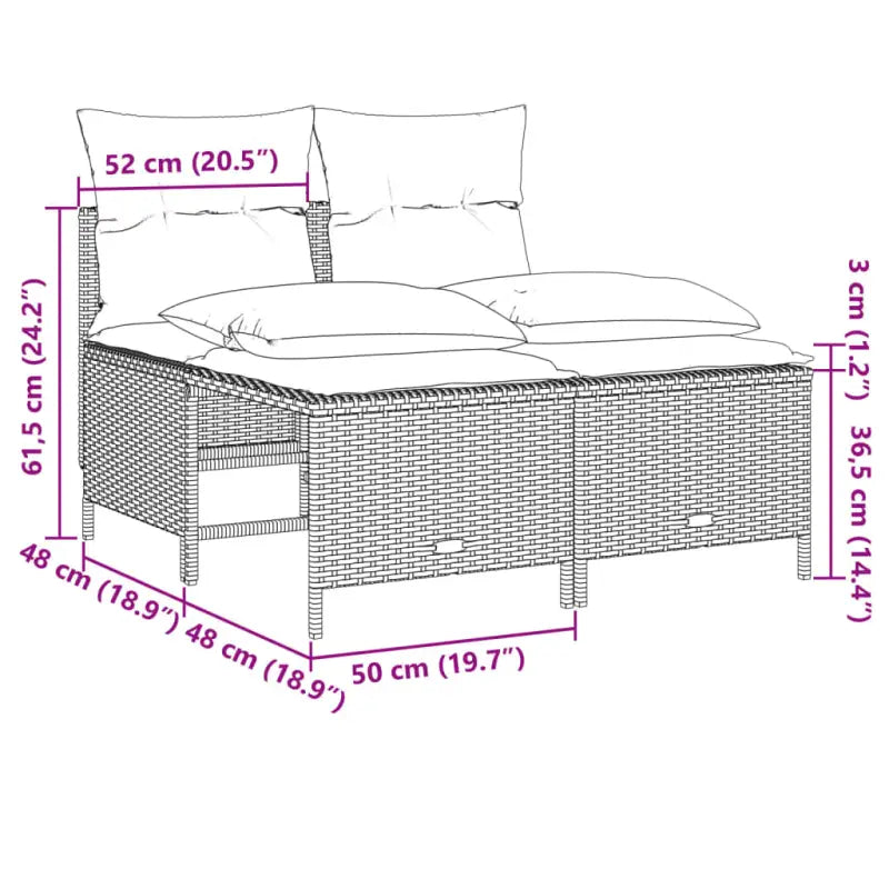 Loungeset van gepoedercoated staal met beige materiaal voor tuin en terras - Tuinsets