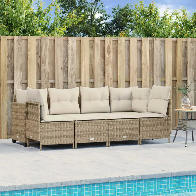 Loungeset van gepoedercoated staal met beige materiaal voor tuin en terras - beige en crèmekleurig / zonder luifel