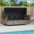 Loungeset van gepoedercoated staal met beige materiaal voor tuin en terras - Lichtgrijs / met luifel - Tuinsets