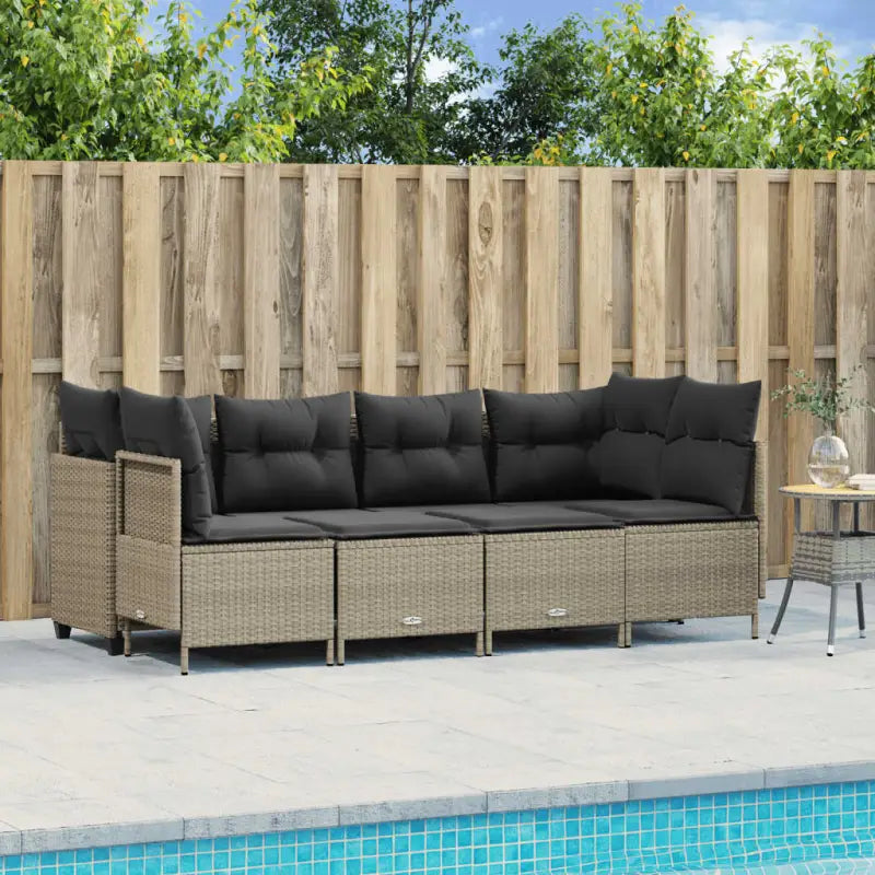 Loungeset van gepoedercoated staal met beige materiaal voor tuin en terras - Lichtgrijs / zonder luifel - Tuinsets