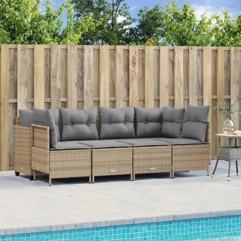 Loungeset van gepoedercoated staal met beige materiaal voor tuin en terras - Beige en grijs / zonder luifel - Tuinsets