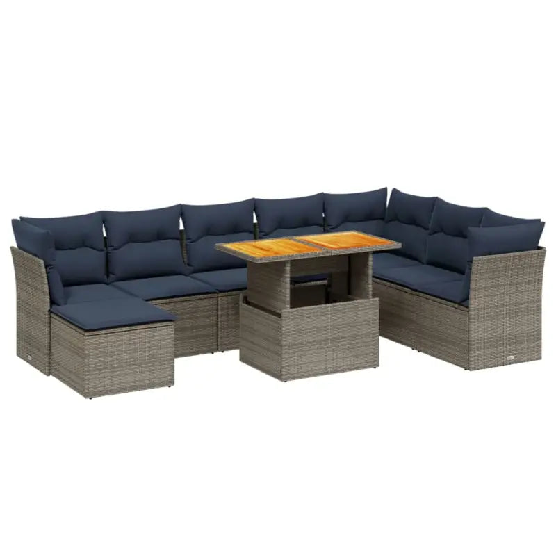 Loungeset van grijs materiaal en gepoedercoat staal met afmetingen - Tuinsets