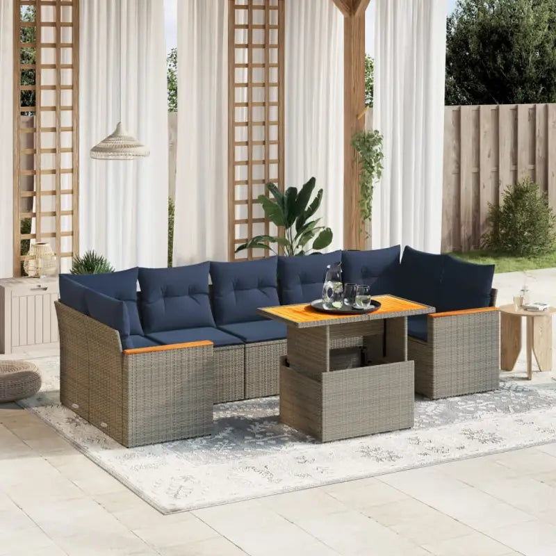Loungeset van grijs materiaal en gepoedercoat staal met comfortabele afmetingen - Grijs / zonder opbergruimte - Tuinsets