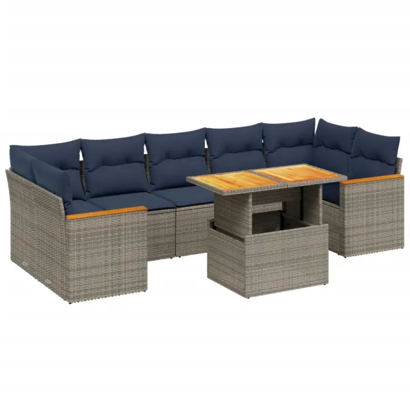 Loungeset van grijs materiaal en gepoedercoat staal met comfortabele afmetingen - Grijs / zonder opbergruimte - Tuinsets
