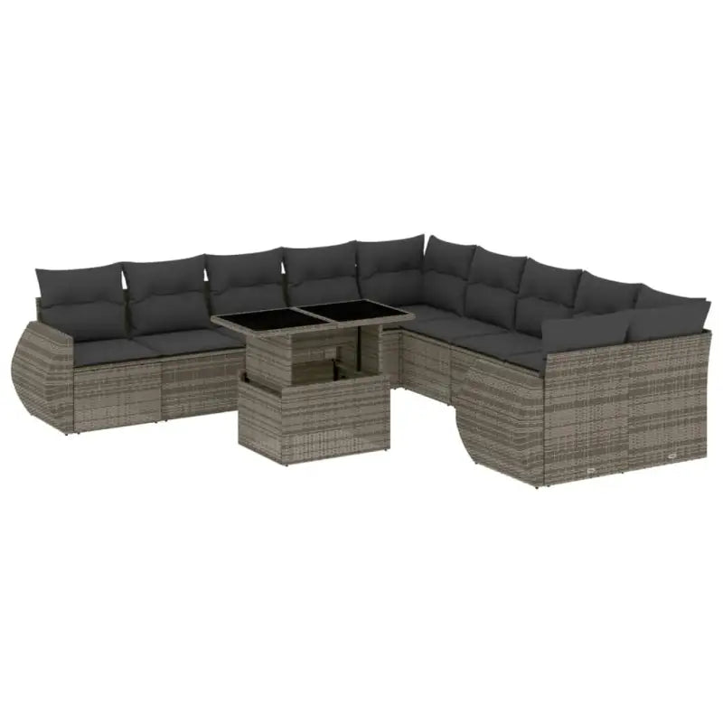 Loungeset van grijs materiaal en gepoedercoat staal voor tuin en terras - Tuinsets