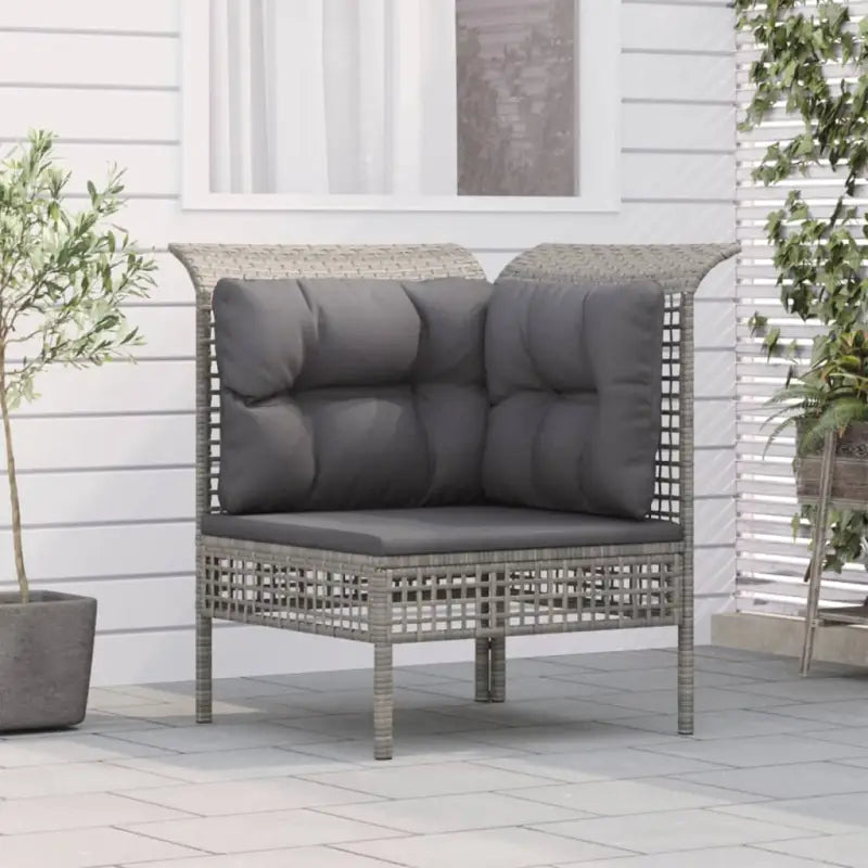 Loungeset van grijs materiaal met gepoedercoat staal afmetingen - Hoekbank - Tuinsets