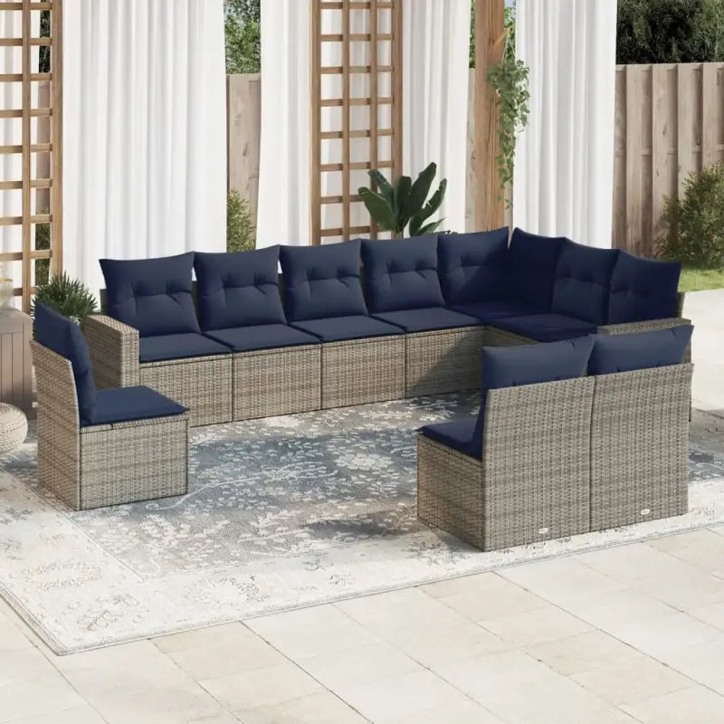 Loungeset van grijs materiaal met gepoedercoat staal afmetingen - Beige en grijs / Zonder tafel - Tuinsets