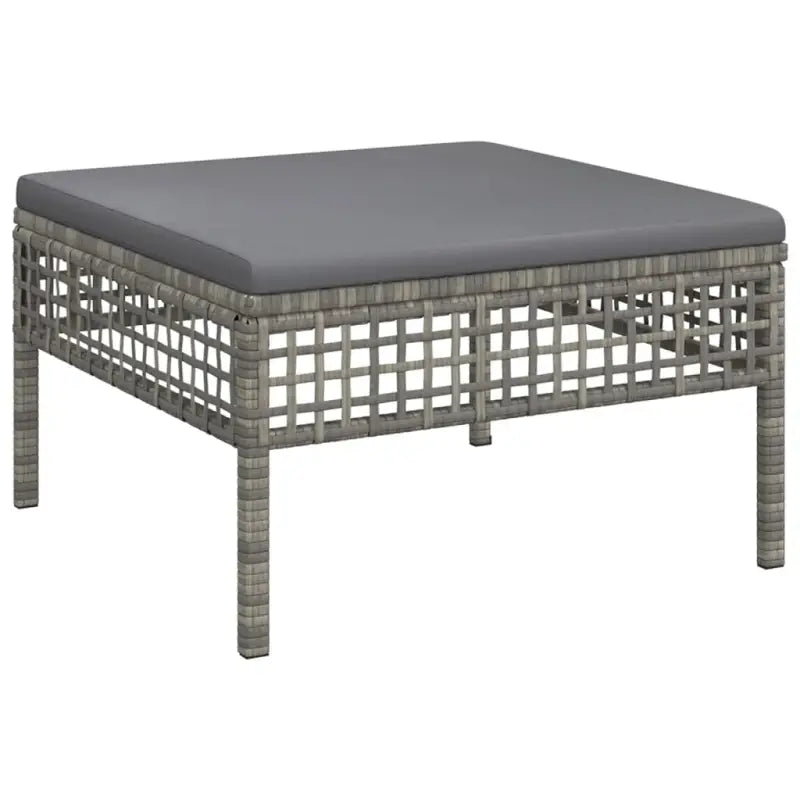 Loungeset van grijs materiaal met gepoedercoat staal en afmetingen - Tuinsets