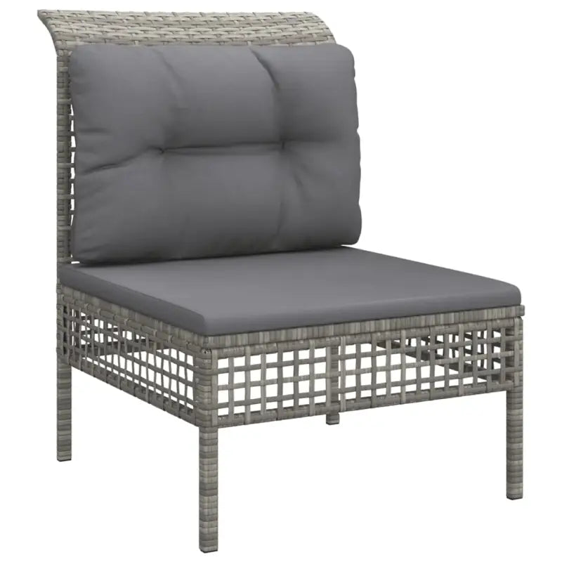 Loungeset van grijs materiaal met gepoedercoat staal en afmetingen - Tuinsets