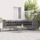 Loungeset van grijs materiaal met gepoedercoat staal en afmetingen - Tuinsets
